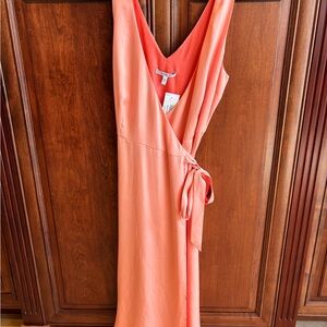 10 Crosby Derek Lam Pink V-Neck Tie Front Maxi Dress